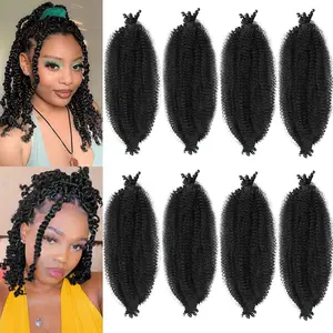 8 Packs Springy Afro Twist Hair 16 inch Pre-Separated Kinky Marley Twist Braiding Hair Soft Synthetic Crochet for Distressed Faux Locs Hair Extensions for Women (16 Inch (Pack of 8), 1B)
