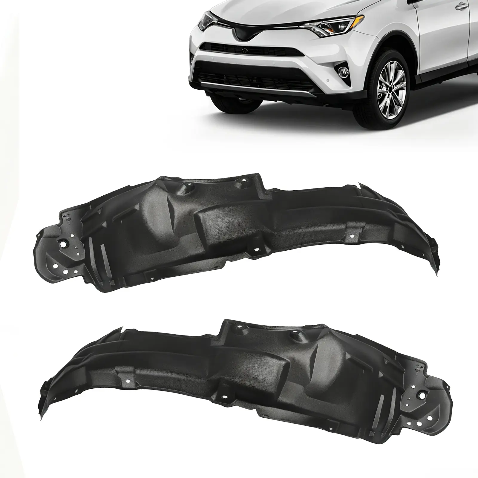 Front Fender Liners Pair for 2013-2018 Toyota RAV4, OEM Fit Left & Right Wheel Well Debris Shields, Durable PP Plastic Inner Fender Guard Replacements