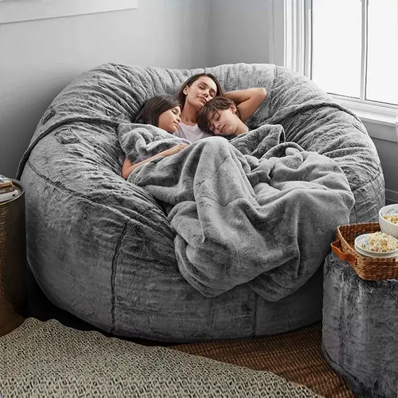 Jumbo Lazy Sofa Bean Bag Chair (5FT-6FT) - High-Rebound Memory Foam Filler, Removable Flannel Cover, Floor Mattress, Comfy Couch, Adults Floor Chair Living Room Furniture, Giant Beanbag Indoor Home Decor Furniture