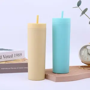 Plastic Straight Cup with Matte Finish, Straw Cup as Rubber Painted Plastic, Portable Disposable Straight Cup