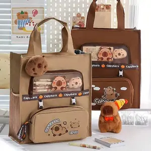 Cartoon Kapibara Pattern Large Capacity Pencil Case, 1 Count Detachable Storage Bag, Stationery Bag for Office School Student