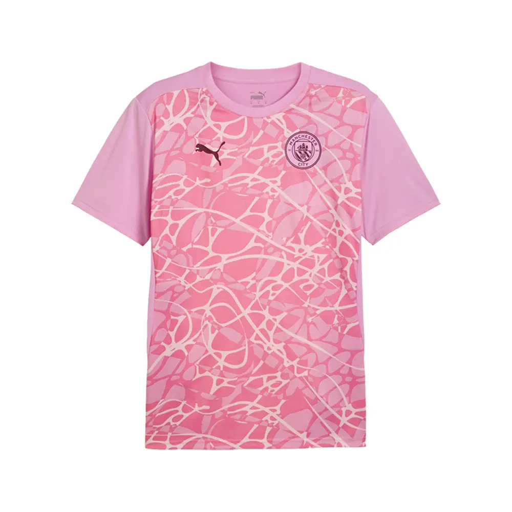 PUMA Mens Manchester City F.C. Pre Match Short Sleeve Jersey Casual Tops Casual - Pink