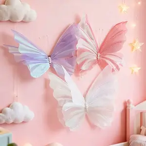 3-Piece Butterfly Decoration Set, 3D Fabric Butterflies in, Wedding Party Outdoor Photography Backdrop