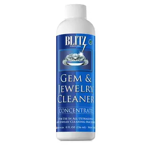 Blitz Gem & Jewelry Cleaner Liquid Concentrate for Gold, Silver, & Platinum Jewelry Cleans Non-Porous, Precious & Semi-Precious Stones. Non-Toxic, Non-Abrasive, & Planet Friendly Made in USA 8oz