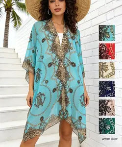 Women's Sheer Cover Up V Neck Summer Lightweight Thin Boho Swimming Cool Beaded Bathing Suit