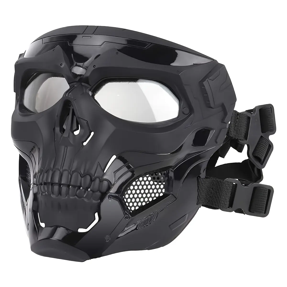 1pc, Tactical Protection Adjustable Skull Face Mask - Skull Face Protective Masks - Durable Plastic PVC With Crash Cushion - For CS War Games, Halloween Parties, Cosplay, Movie Props, protective full-face shield, Protective Gear