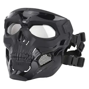 1pc, Tactical Protection Adjustable Skull Face Mask - Skull Face Protective Masks - Durable Plastic PVC With Crash Cushion - For CS War Games, Halloween Parties, Cosplay, Movie Props, protective full-face shield