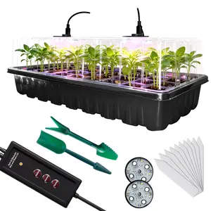 36/72 Cell Seed Starter Kit with Grow Light, 1/2 Set Seedling Germination Trays, Adjustable Humidity Dome & Extended-Height Ventilated Lid, 2/4 Full-Spectrum LED Grow Lights, Auto Timer & 3 Lighting Modes, Indoor Plant Starter Kit for Gardening