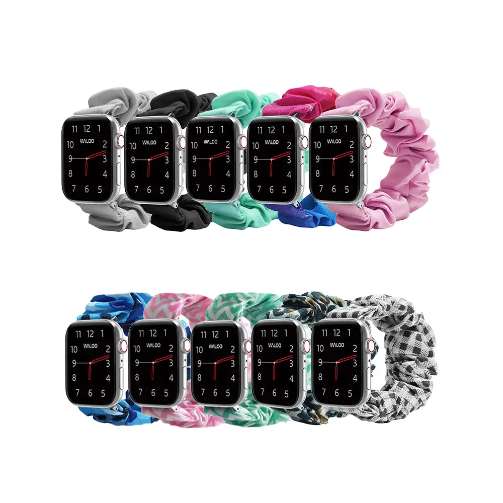 WALOO Scrunchie Band for All Apple Watch Series 1-10 Comfortable Stretchy Replacement Band No Buckle Easy On Off Multiple Colors Patterns Available, Accessories, Wearable, Smart Watch Accessories