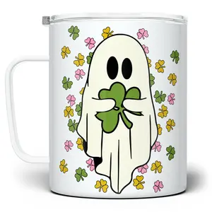 LOFTIPOP Shamrock Clover Ghost Mug, Cute St Patrick's Day Cup, Designed and Printed in the USA by Loftipop