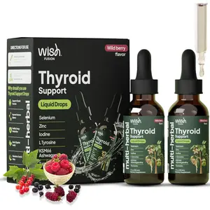 Wish Fusion Thyroid Support Drops, 2 Pack Liquid Selenium & Iodine Drops with Ashwagandha, Zinc & Vitamin D3, Liquid Thyroid Support for Women & Men to Support Metabolism, Energy & Hormone Balance