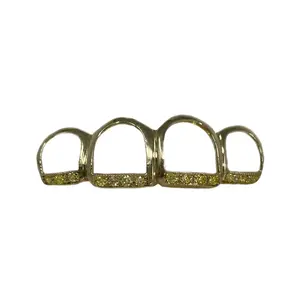 Top 4 Open Face "French Tip" Grillz w/ Yellow Sapphires (14K, Yellow Gold)