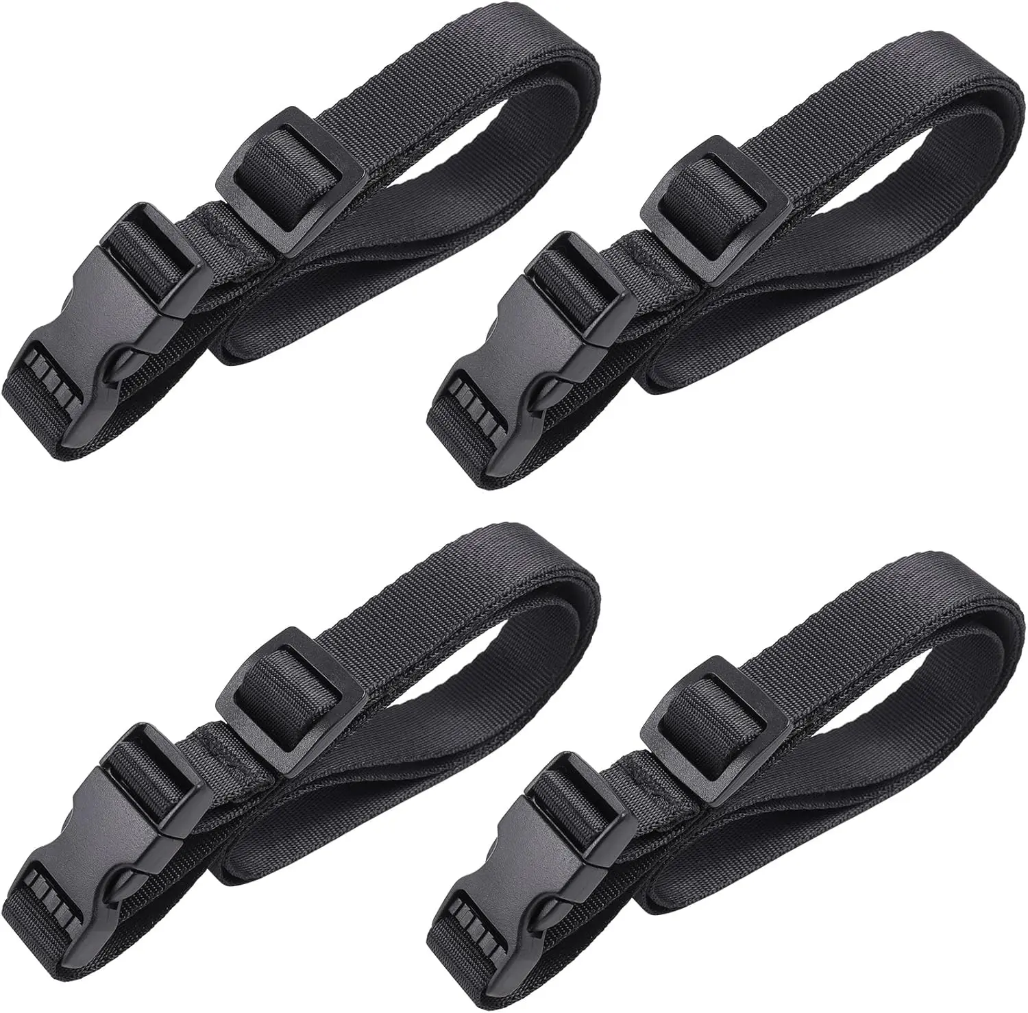 Unisex Nylon Quick Release Utility Straps - Adjustable 0.75"x24" Backpack Accessory for Hiking - 4 Pack (Black), Adjustable Strap