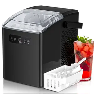 Antarctic Star Countertop Ice Maker,Portable Ice Machine with Handle,26 lbs Per Day, 9 Ice Cubes in 6 Mins,self-Cleaning Ice Maker with Scoop and Basket, for Home/Kitchen/Camping/RV,Black.