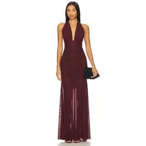 MAJORELLE Shella Gown in Oxblood
