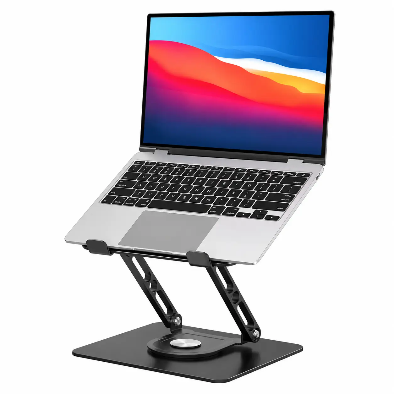 Foldable Aluminum Laptop Stand with 360° Rotating Base for 10-17 Inch Laptops | Adjustable Desk Riser