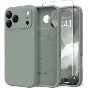 Magnetic for iPhone 17 Pro Max Case, Compatible with MagSafe, [Full Camera Protection][Screen Protector] Silicone Shockproof Protective Phone Case for iPhone 17 Pro Max 6.9", Calke Green