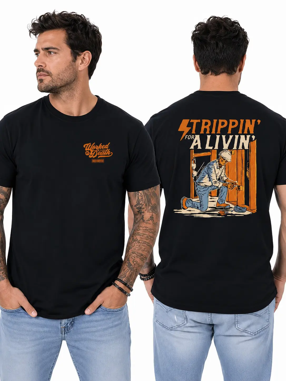 Flooring Installer T-Shirt, Worker Removing Old Floor Graphic Design, Blue Collar Work Shirt for Flooring Contractors & Construction Workers, Gift for Floor Layers or Tradesmen