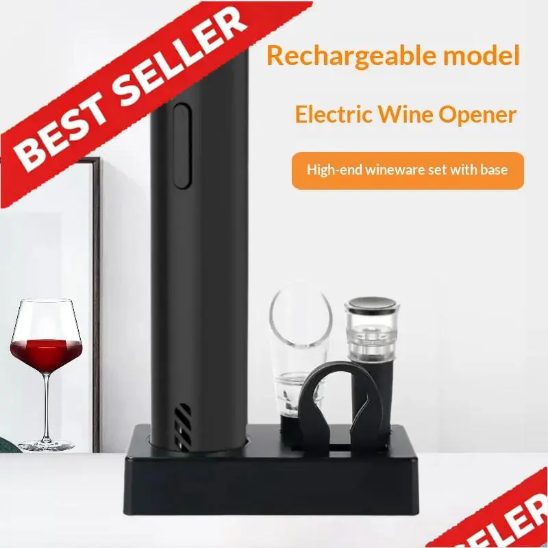 Automatic Electric Wine Opener - USB Rechargeable Cordless Wine Bottle Opener - Portable One-Touch Wine Corkscrew Remover for Parties, Restaurants & Daily Kitchen Use