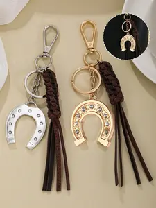 Western Cowboy Style Keychain, Horseshoe Keyring, Fashion Car Key Ring, Lucky Charm Keychain, Creative Gift, Equestrian Theme Holiday Present, Fashionable Alloy Keychain