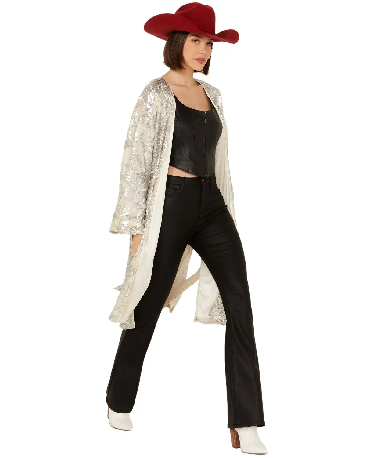Sadie Women's And Sage Women'S Aura Sequin Floral Kimono - Le4577