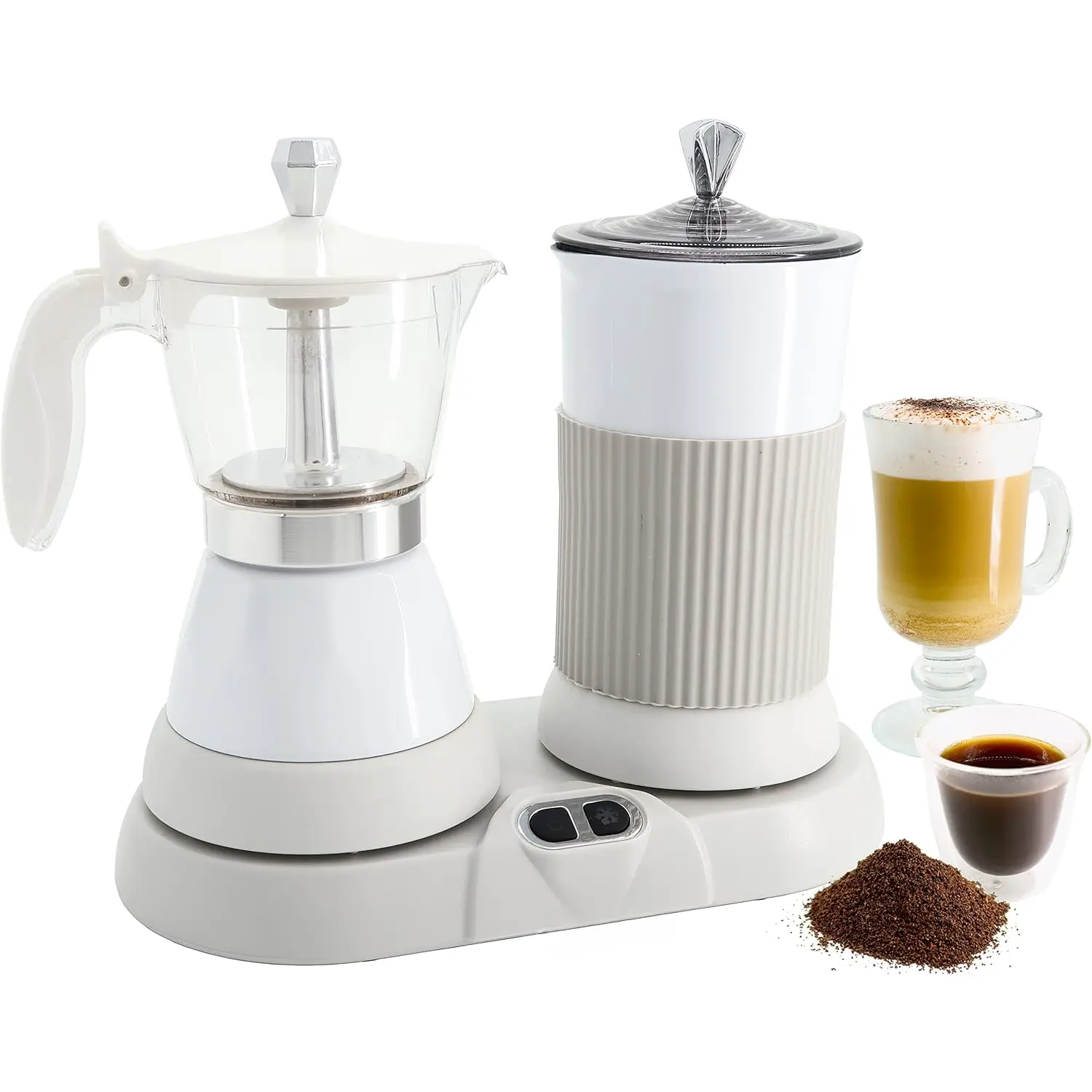 Espresso Maker With Milk Frother; 3 Cups Italian Coffee Maker; Electric Moka Pot And Frother For Cappuccino, Mocha, Latte Macchiato Cuban Coffee Maker Electric Cafeteras Electricas Modernas