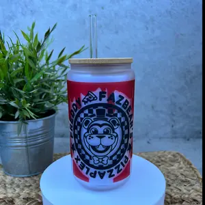 Five Nights at Freddy's Glass Cup - 16oz/20oz with Glass Straw