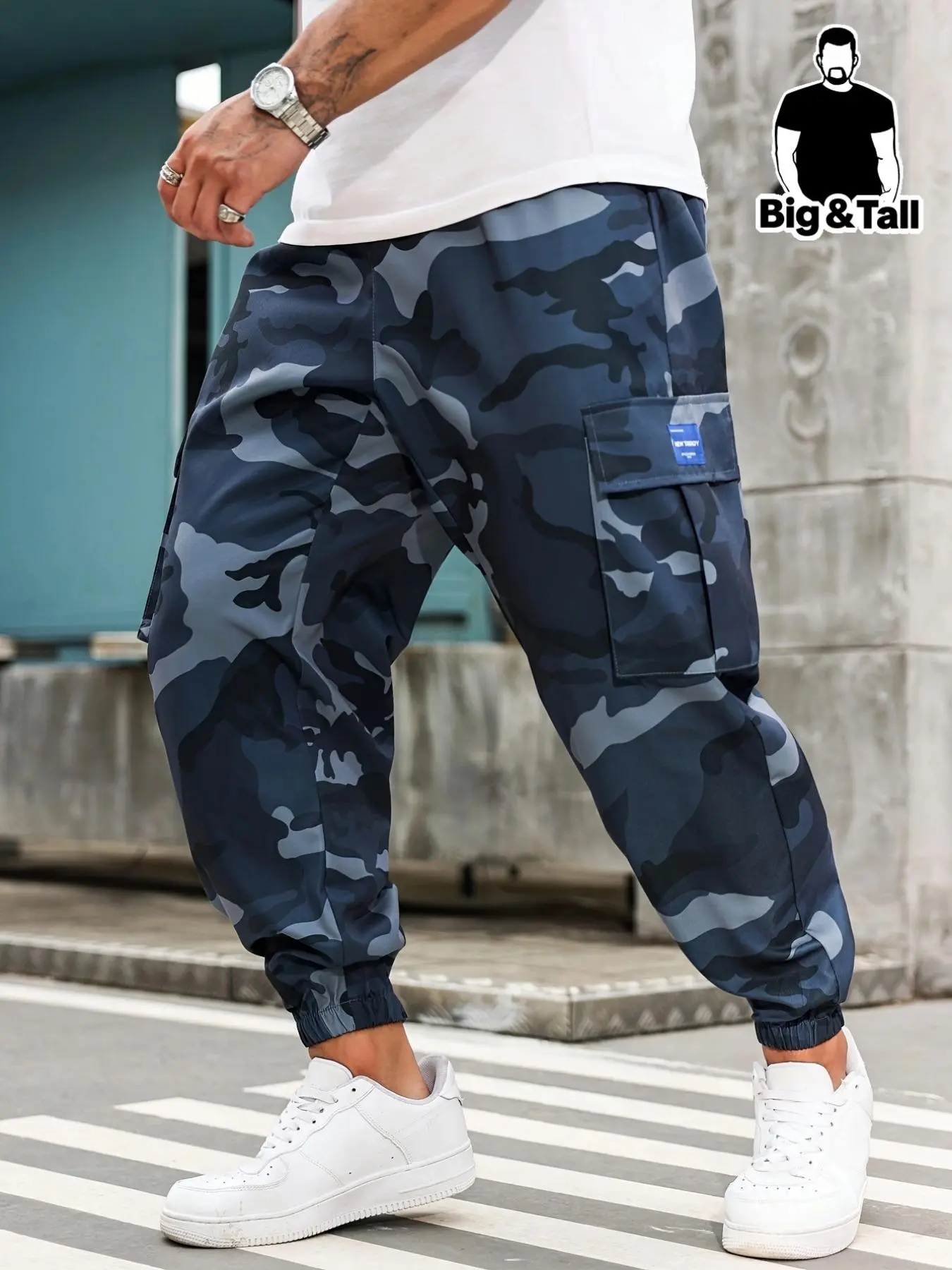 【Plus Size】 Men's Camouflage Print Pocket Cargo Pants, Regular Fit Casual Street Fashion Trousers for Daily Wear, Men's Bottoms for All Seasons