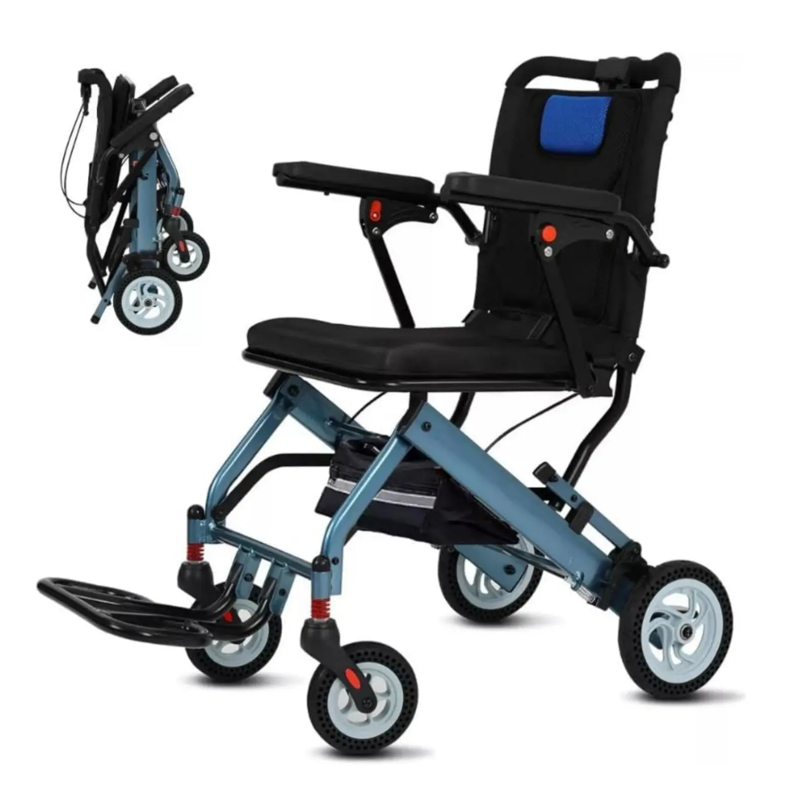 GARVEE Lightweight Wheelchair - 20Lbs Lightweight Wheelchair Foldable with Aviation Aluminum Frame - Holds 220LBS for Seniors, Daily Use, and Travel,Vibration Damping Design