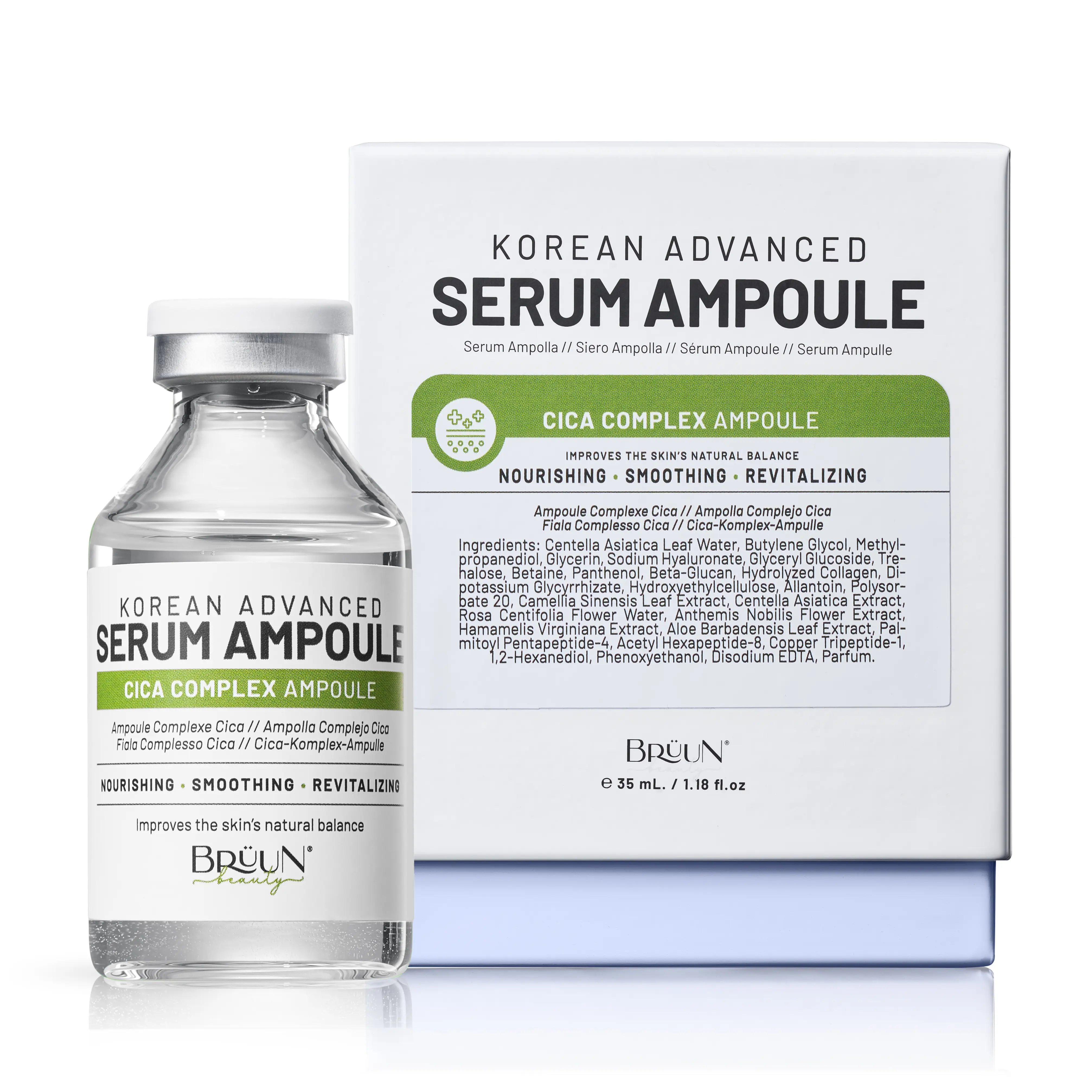 BRÜUN CICA Revival Complex Serum Ampoule – Micro Needling Centella Asiatica Korean Serum Booster for Face and Body to Use with and without Derma Pen Microneedling Skin Care Serum 1.18 fl.oz Microneedle Liquid Skin Serum Anti-Aging Serum