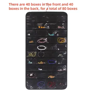 Double-Sided Jewelry Storage Bag, Multilayer Storage Hanging Organizer for Necklaces and Earrings, 80 Pockets, Perfect for Closet, Wall, Door, Home and Travel