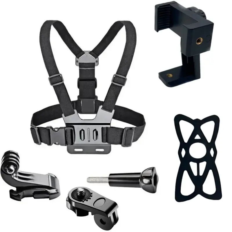 Chest Strap Rotate Cell Phone Mounts Stable Phone Holders Cellphone Holder for iphone Smart Phone Belt Body Harness Holder for Gopro Hero 12 11 10 9 8 Insta360 Dji Camera Phone Accessories