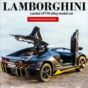 Lamborghini Lp770 Alloy Car Model, Openable Doors, Sound & Light Effects, Recoil, LED Lights, Boy Toy, Birthday Gift, Cool Dream Car