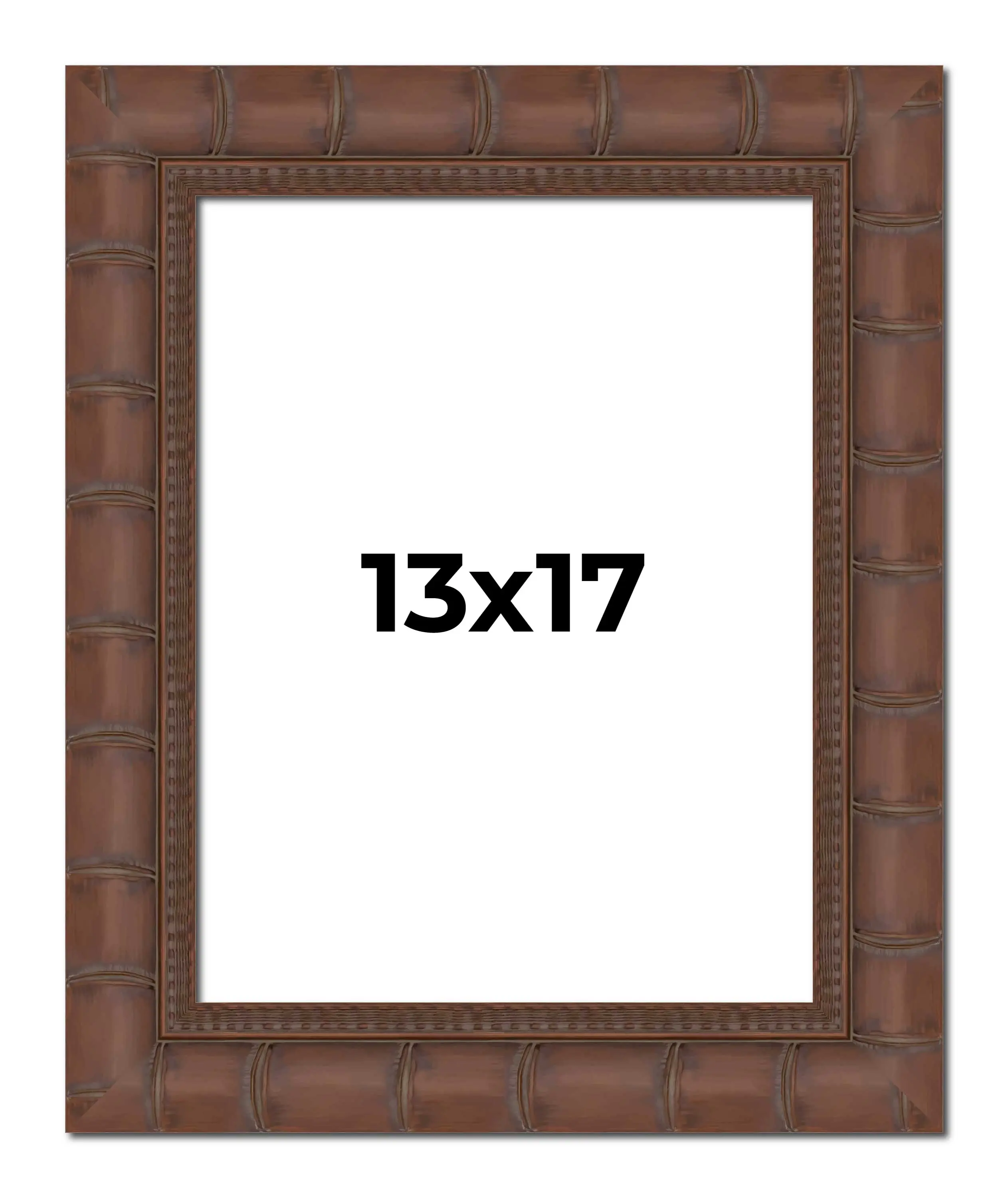 13x17 Brown Wide Bamboo Picture Frame - UV Acrylic, Foam Board Backing, Hanging Hardware