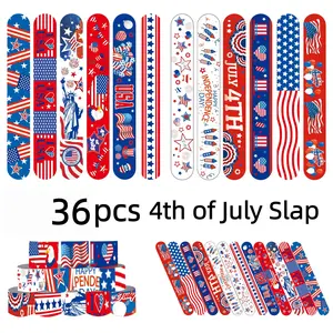 36pcs Slap Bracelets for Kids, 4th of July Slap Bracelets Bulk, Snap Bracelet Party Supplies, Favors, Classroom Prizes, Exchanging Gifts