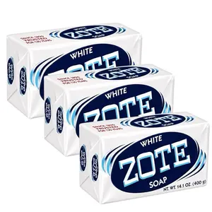 ZOTE White Laundry Bar Soap Detergent Tablets, 14.1oz 400g Scented Laundry Beads with Coconut Oil, for Baby Stain Removal & Fabric Softening PACK OF 3