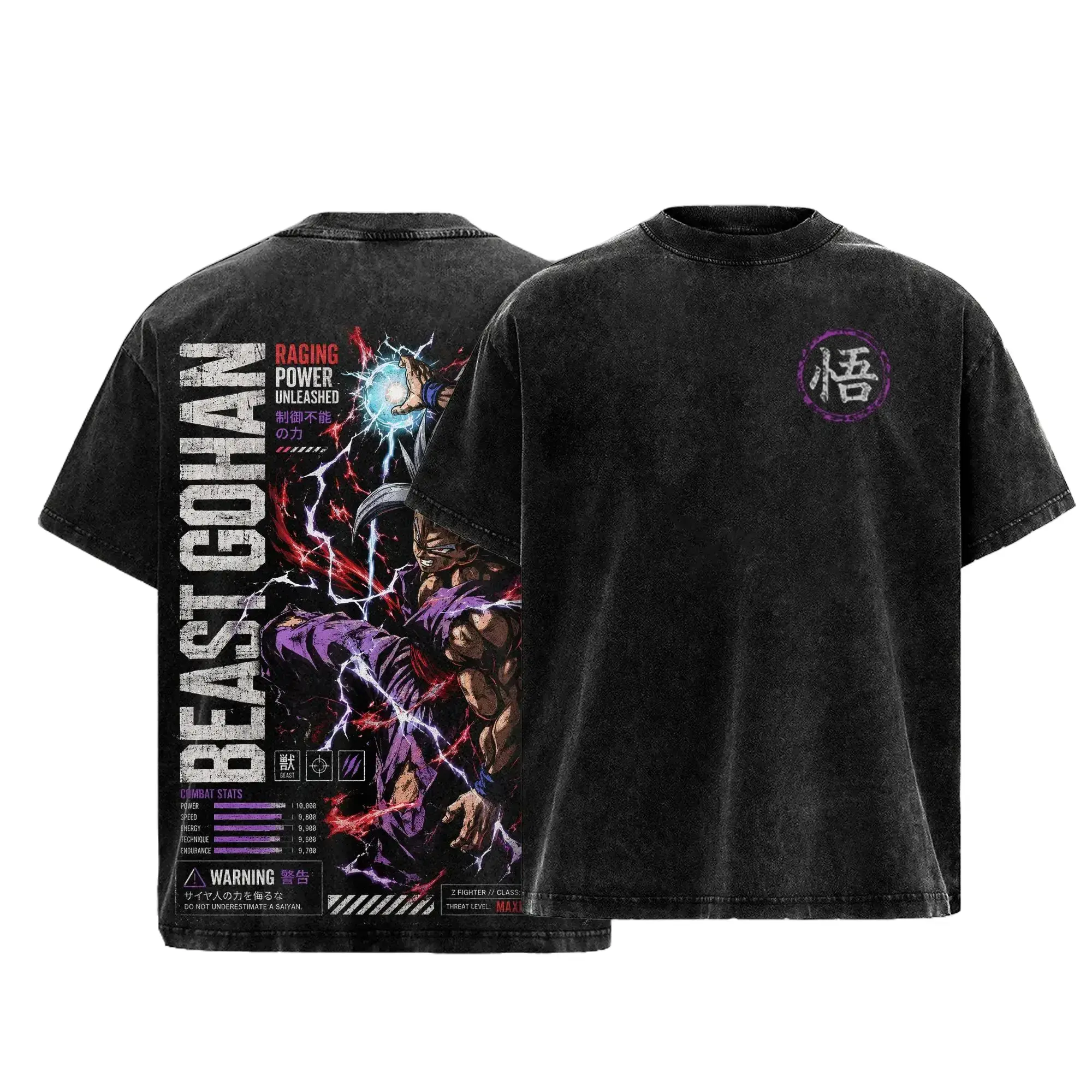 Vintage Washed Beast Gohan Anime Graphic Tee, DBZ Oversized T-Shirt! Retro Acid Wash Premium Streetwear For Men & Women. Saiyan Warrior Y2K Japanese Manga Merch, Epic Casual Gym Pump Cover Apparel & Ultimate Super Fan Gifts Trendy Outfits Everyday Wear!