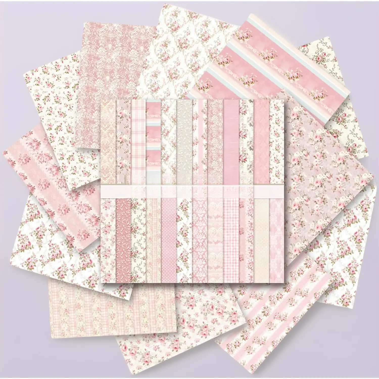 Vintage Floral Scrapbook Paper Pad for Mobile Phone Sticker Crafts - 24 Unique Double-Sided Designs, 12x12 in, Pink & Garden Themed Sheets for DIY Cards, Junk Journals