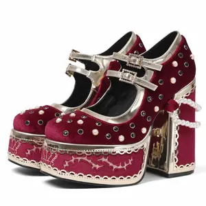 EROCALL Platform Mary Jane Shoes for Women Cute Bow Buckle High Chunky Heel Cute Suede Dress Shoes Goth Pumps Shoes Uniform Oxfords Outdoor SpringStatements