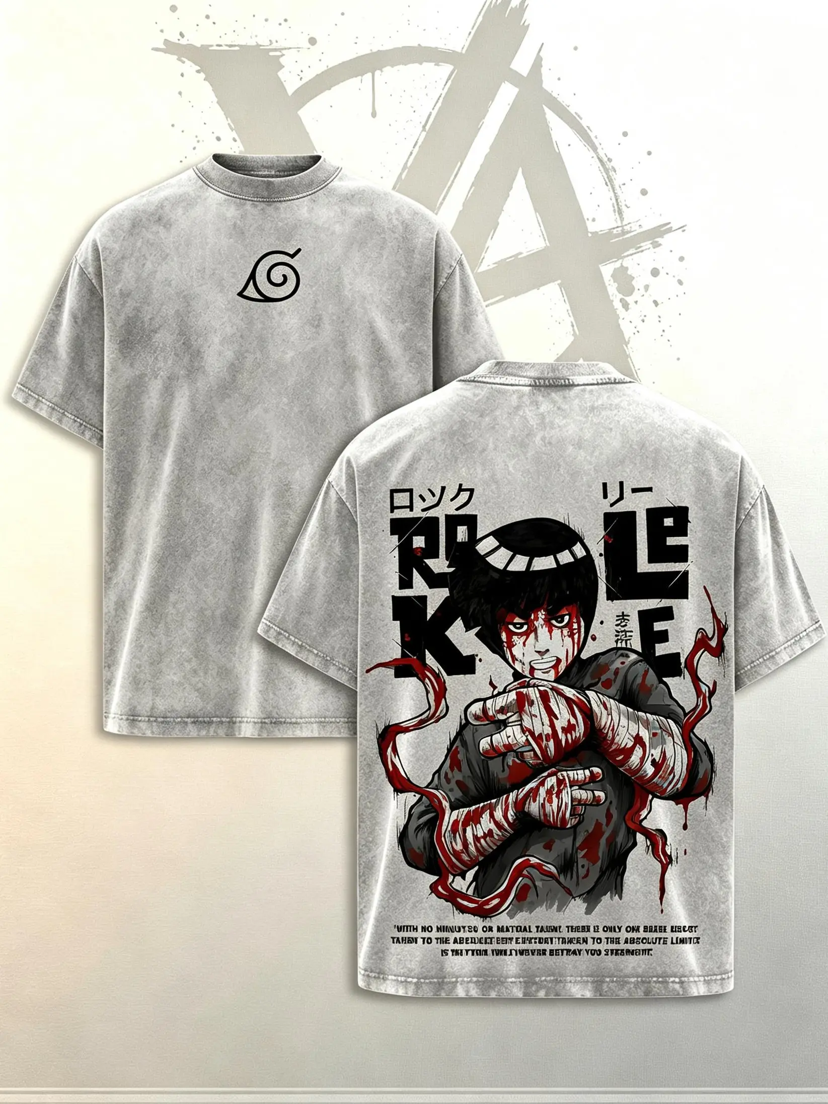 [AVT] Naruto Rock Lee Taijutsu Fighter Oversized Short-Sleeve T-Shirt & Hoodie, Vintage Washed Heavy Cotton Unisex Streetwear, Double-Printed Retro Graphic Top, Multi-Color Anime Merch, Casual Student Tee, Shortsleeve