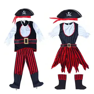 Pirate Costume, Pirate Captain Cos Costume, Party Costume, Role Playing Costume for Boys and Girls, Cos Costume for Themed Performances and Carnival Parties