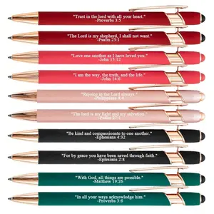 10pcs Bible Verse Ballpoint Pens With Stylus Tip Ink Retractable Writing Pen Religious Gift Ideas Back to School Supplies, Suitable for Bible Study and Daily Use Stationery Pen for School Office
