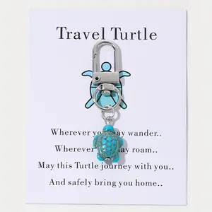 1Pc Cute Mini Turtle Keychain Faux Turquoise Animal Alloy Key Chain Ring Bag Backpack Char Earbud Case Accessories Valentine's Day Gift  Travel
