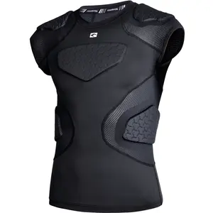 COOLOMG Youth Football Padded Compression Shirt Chest Protector With Shoulder Pads Football Equipment Compression Garment Vest Protective Sports Gear