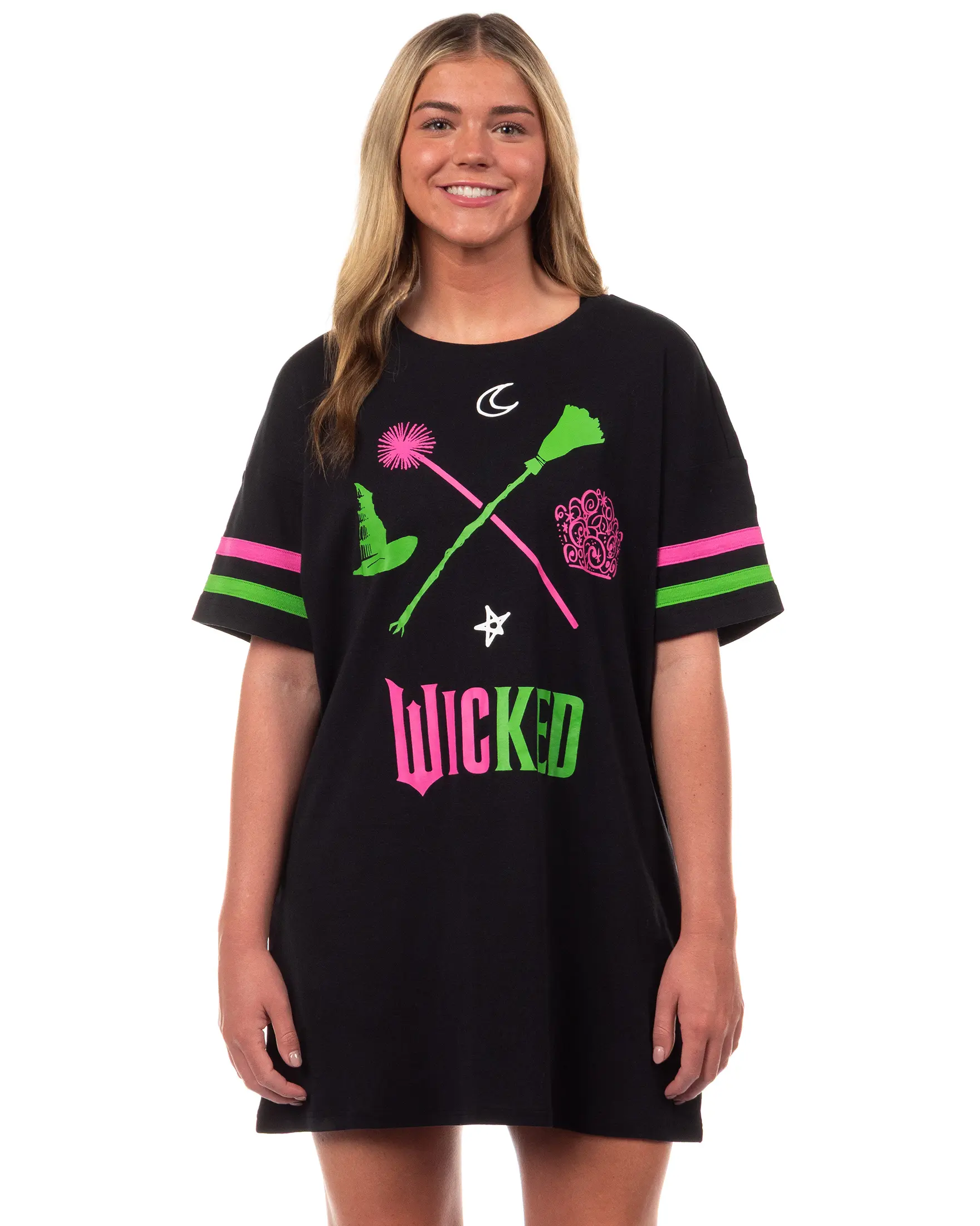 Wicked Pajamas Women's Elphaba and Glinda Charm Varsity Nightgown Sleep Shirt Loungewear