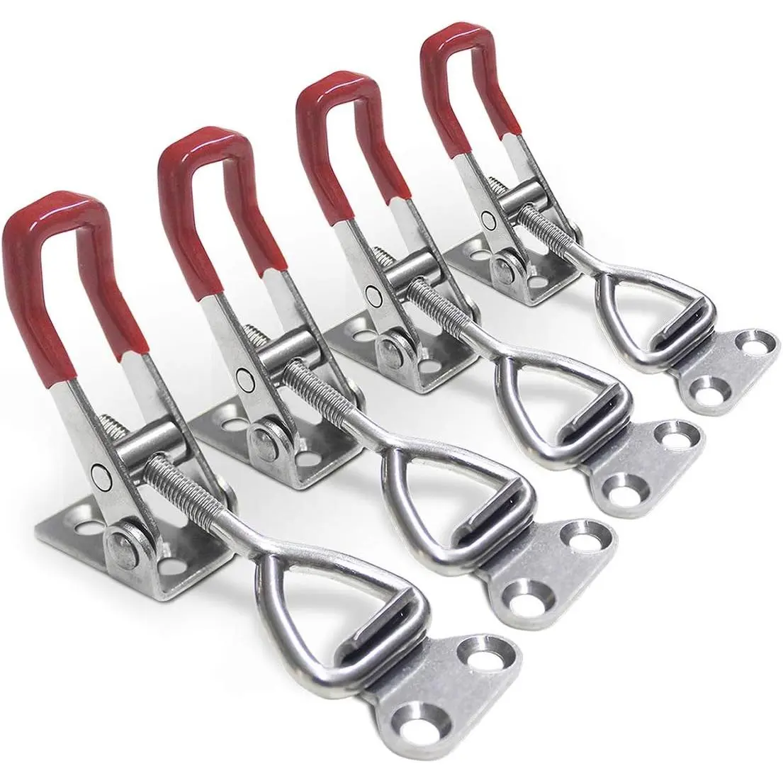 CUKAYO 4 count Toggle Latch Clamp, 304 Stainless Steel Pull Hasp Latches, Quick Release Hand Tool Toggle Clamp for  Lid Jig,Case Trunk,220Lbs Holding Capacity