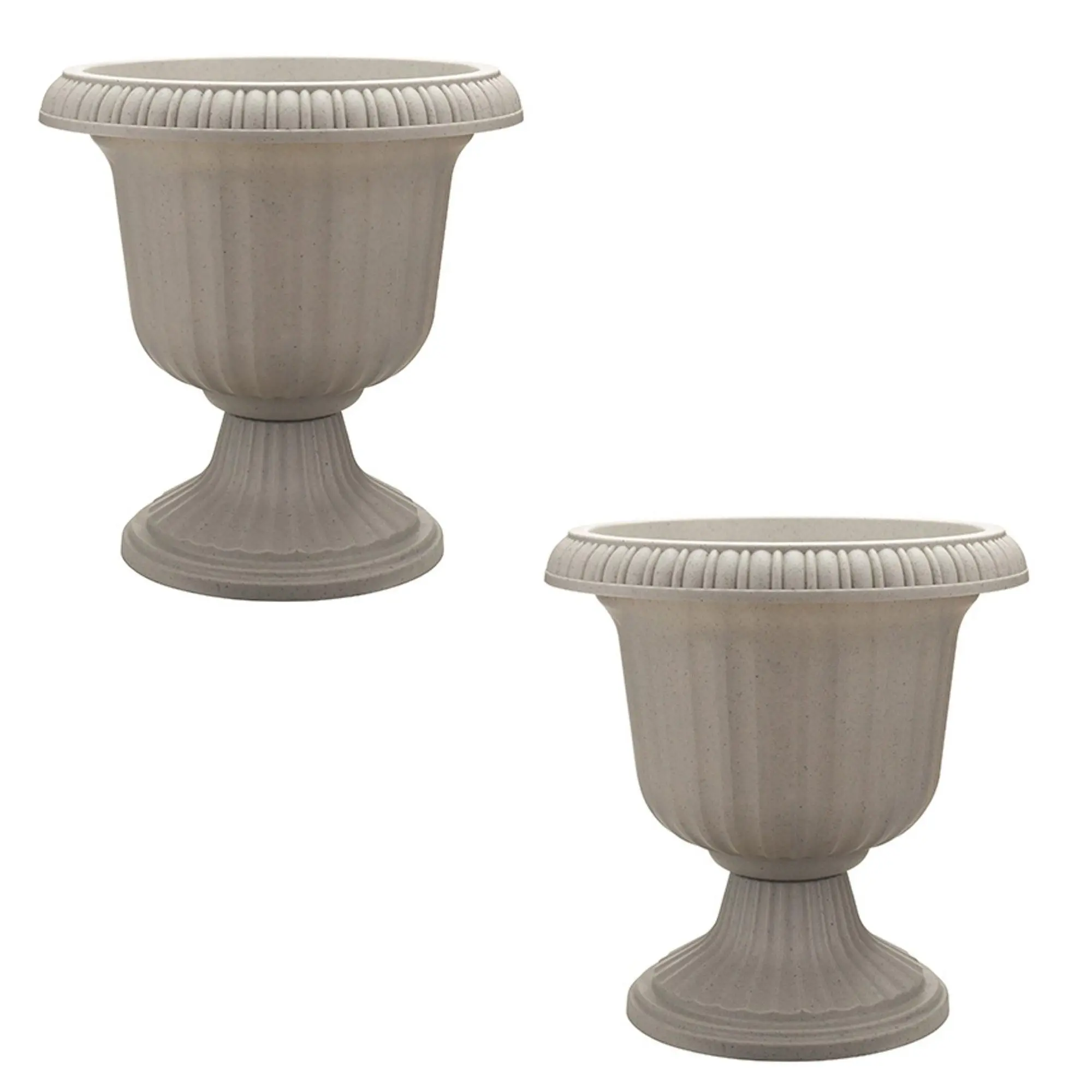 Southern Patio (2 Pack) 14" Outdoor Lightweight Resin Utopian Urn Planter, Stone Southern Patio (2 Pack) 14" Outdoor Lightweight Resin Utopian Urn Planter, Stone