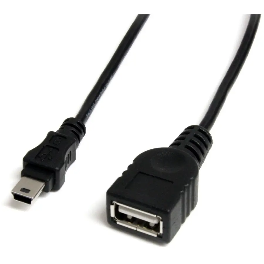 StarTech 1 ft Mini USB 2.0 Cable - USB A to Mini B, F/M Connector