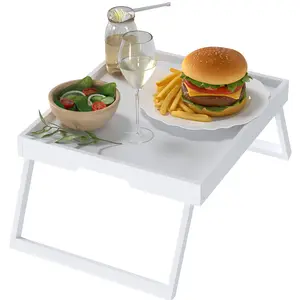 Large Bamboo Folding Bed Tray Table with Foldable Legs, Breakfast in Bed Tray for Eating, Kitchen Serving Tray for Bed/Sofa/Table, Lap Desk for Laptop, Snacks & Work