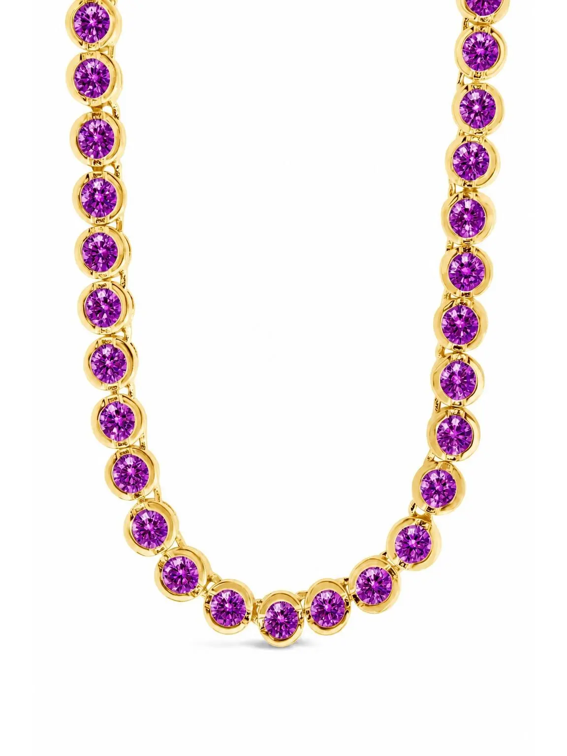 Helene Bezel Amethyst CZ Tennis Necklace